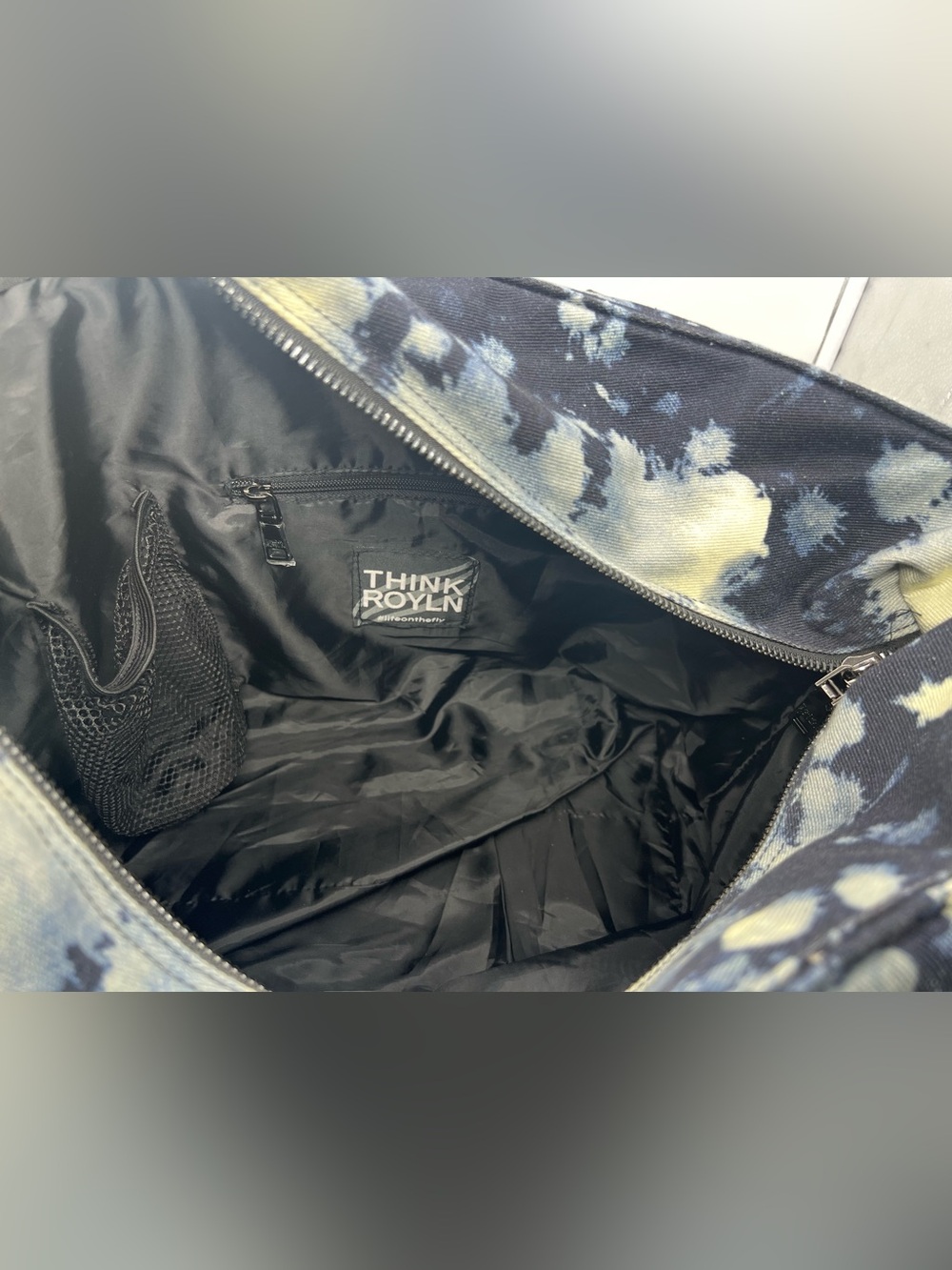THINK ROYLN Wingman Denim Tie Dye Tote Weekender Duffel Carryon Overnight Bag - Picture 14 of 17
